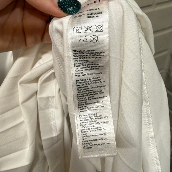 Varley Jane Court Dress NWT 1X White Forest Green Pleated Tennis Prep Golf Dress - Picture 16 of 16